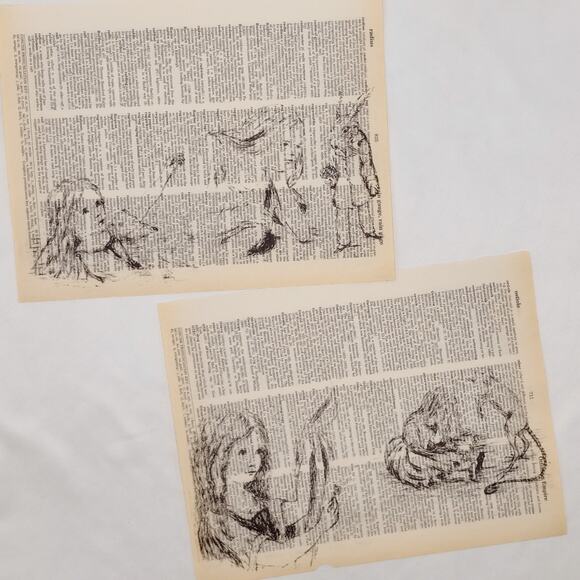 Alice in Wonderland Dictionary Prints 3, Black and White Alice Prints - Picture 3 of 6
